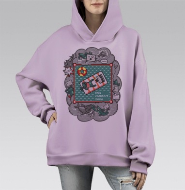 Зона комфорта, Hoodie Mono Fiolet, оверсайз, утепленная