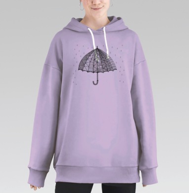 Зонт черно-белый с узорами медитативная защита зонта, Hoodie Long Oversize Fiolet
