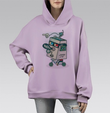 3д сила, Hoodie Mono Fiolet, оверсайз, утепленная
