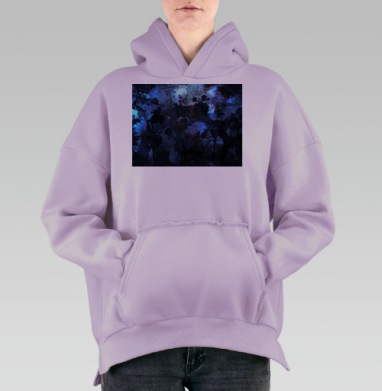Абстракция Зоопарк, Hoodie Oversize Fiolet, утепленная