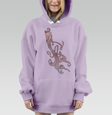 Абстрактный фигурный персонаж в движении, Hoodie Mjhigh Dig Mel, Fiolet, утепленная