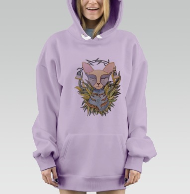 Afina cat / Афина кошка, Hoodie Mjhigh Dig Mel, Fiolet, утепленная