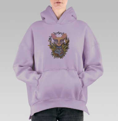 Afina cat / Афина кошка, Hoodie Oversize Fiolet, утепленная