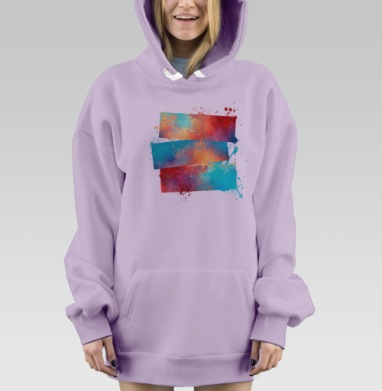 Акварельные брызги, Hoodie Mjhigh Dig Mel, Fiolet, утепленная