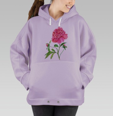 Акварельный Пион, Hoodie Oversize Fiolet