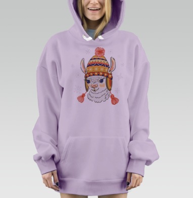 Альпака в шапочке, Hoodie Mjhigh Dig Mel, Fiolet, утепленная