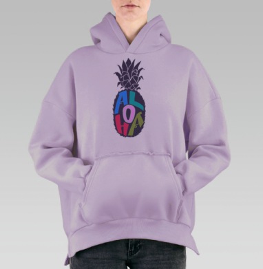 Алоха ананас, Hoodie Oversize Fiolet, утепленная