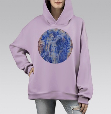 Ангел Сновидений, Hoodie Mono Fiolet, оверсайз, утепленная