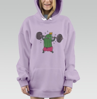 Антропоморфный огурец в розовых шортах, Hoodie Mjhigh Dig Mel, Fiolet, утепленная