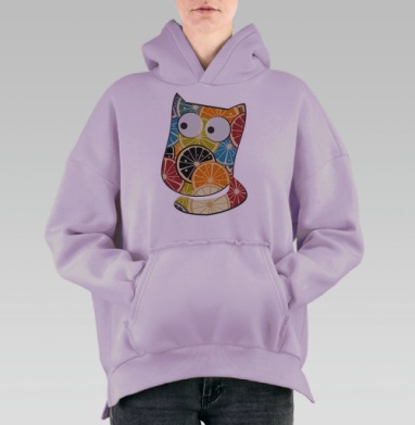Апельсиновый котик, Hoodie Oversize Fiolet, утепленная