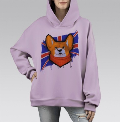 Авр-Лавр, Hoodie Mono Fiolet, оверсайз, утепленная