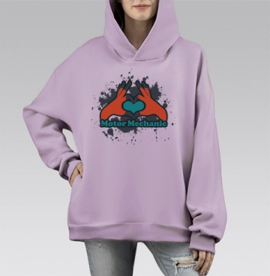 Автомеханик, Hoodie Mono Fiolet, оверсайз, утепленная