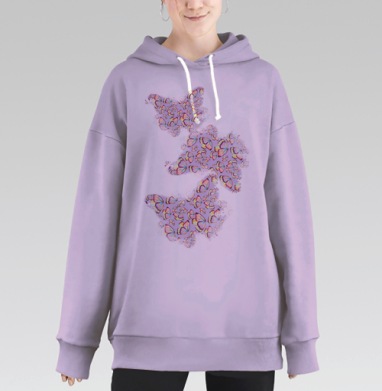 Бабочки мерцают, Hoodie Long Oversize Fiolet
