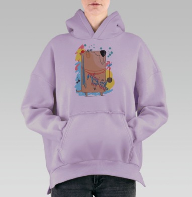 Бассет на отдыхе, Hoodie Oversize Fiolet, утепленная