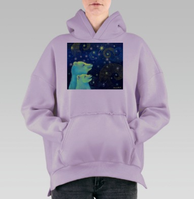 Белые медведи, Hoodie Oversize Fiolet, утепленная