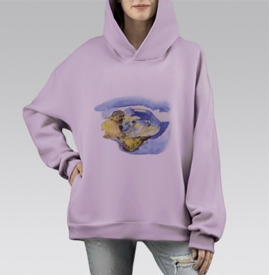 Белый медведь, Hoodie Mono Fiolet, оверсайз, утепленная