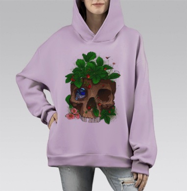 Berry season / Ягодный сезон, Hoodie Mono Fiolet, оверсайз, утепленная