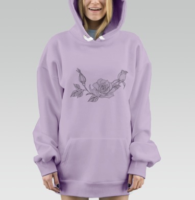 Бесшовный паттерн с розами, Hoodie Mjhigh Dig Mel, Fiolet, утепленная