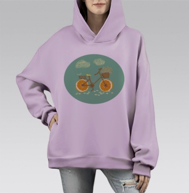 Bike of the spices. / Велосипед пряностей, Hoodie Mono Fiolet, оверсайз, утепленная