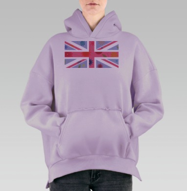 Британский флаг, Hoodie Oversize Fiolet, утепленная