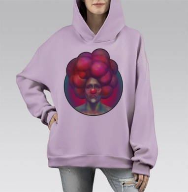 Бубль, Hoodie Mono Fiolet, оверсайз, утепленная