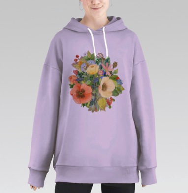 Букет Цветов, Hoodie Long Oversize Fiolet