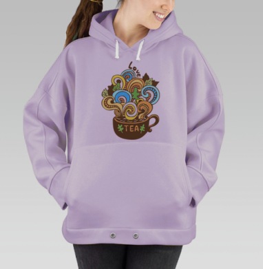 Чашка Love Tea с ярким фантазийным дизайном, Hoodie Oversize Fiolet