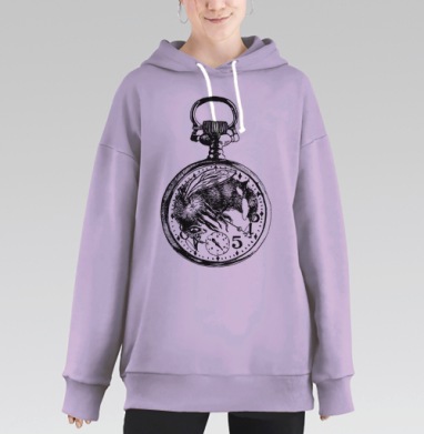 Часы с шмелями: символ времени и природы, Hoodie Long Oversize Fiolet