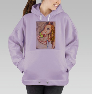 Человек с головой лошади и зеленой грушей, Hoodie Oversize Fiolet
