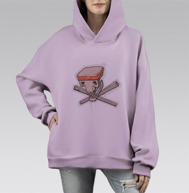 Череп, Hoodie Mono Fiolet, оверсайз, утепленная