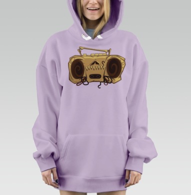 Череп магнитофона, Hoodie Mjhigh Dig Mel, Fiolet, утепленная