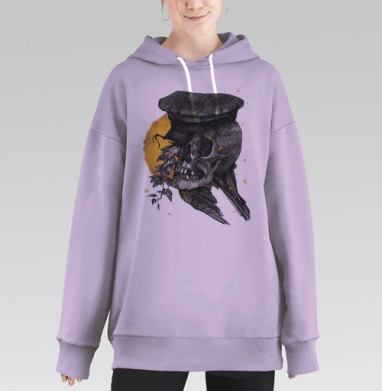Череп в кепке с растениями – жизнь и смерть, Hoodie Long Oversize Fiolet