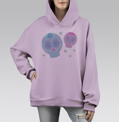 черепушки, Hoodie Mono Fiolet, оверсайз, утепленная