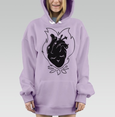 Черное Сердце, Hoodie Mjhigh Dig Mel, Fiolet, утепленная
