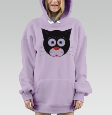 Черный кот с голубыми глазами, Hoodie Mjhigh Dig Mel, Fiolet, утепленная