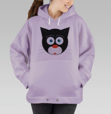 Черный кот с голубыми глазами, Hoodie Oversize Fiolet