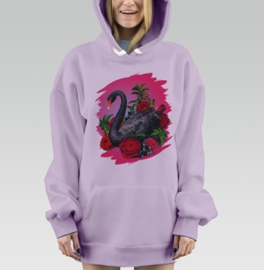 Черный лебедь в цветах, Hoodie Mjhigh Dig Mel, Fiolet, утепленная