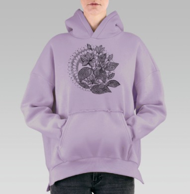 Цветение, Hoodie Oversize Fiolet, утепленная