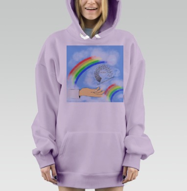 Цветная радуга, Hoodie Mjhigh Dig Mel, Fiolet, утепленная