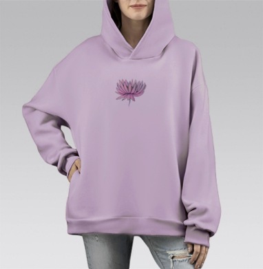 Цветок лотоса, Hoodie Mono Fiolet, оверсайз, утепленная