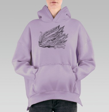 Цветозентангл, Hoodie Oversize Fiolet, утепленная