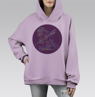 Дарк рум, Hoodie Mono Fiolet, оверсайз, утепленная