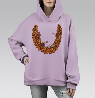 Декоративная композиция «Цикл еды» в форме подковы, Hoodie Mono Fiolet, оверсайз, утепленная