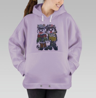 Детская дружба в ярких коронах и улыбках, Hoodie Oversize Fiolet