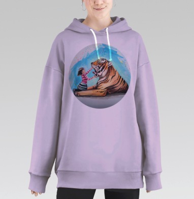 ДЕВОЧКА И ТИГР, Hoodie Long Oversize Fiolet