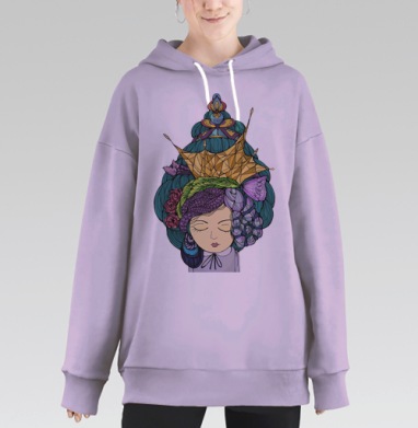 Девочка при параде., Hoodie Long Oversize Fiolet