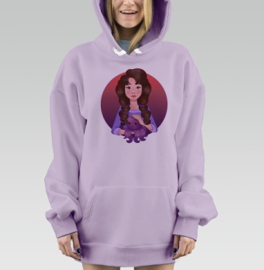 Девочка с осьминогом, Hoodie Mjhigh Dig Mel, Fiolet, утепленная