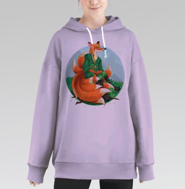 Девятихвостая лиса кумихо, Hoodie Long Oversize Fiolet