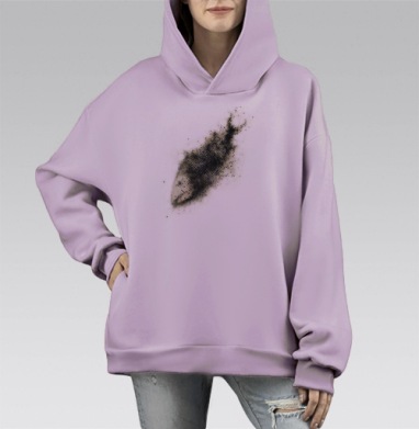 Динамическое черное пятно с текстурой аэрографии, Hoodie Mono Fiolet, оверсайз, утепленная