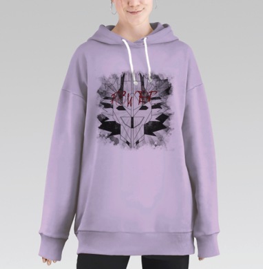 Динамичная маска POWER с красными акцентами, Hoodie Long Oversize Fiolet